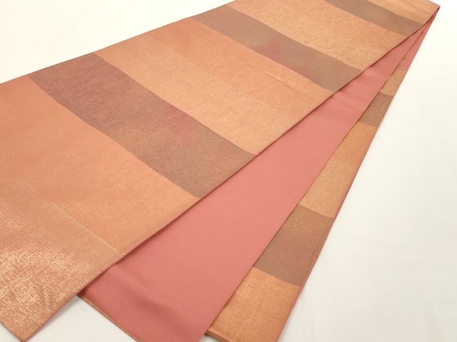 平和屋着物◎六通柄本袋帯 本袋 横段霞文 金糸 正絹 逸品 AAAK9027Bey