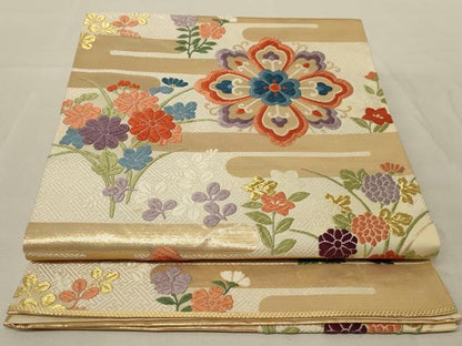 平和屋着物■六通柄袋帯 唐織 正倉院花文 金糸 正絹 逸品 AAAL1267ou