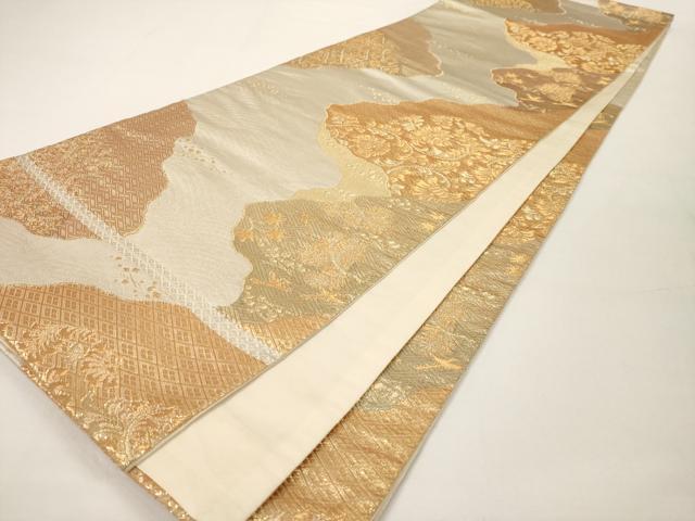 平和屋着物◎六通柄袋帯 道長吉祥花文 金糸 正絹 逸品 AAAL2499ey