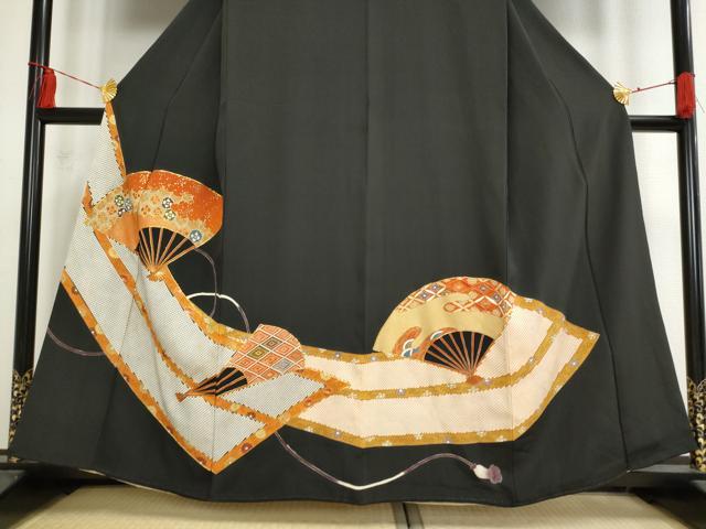 平和屋着物■豪華黒留袖　駒刺繍　鮮明吉祥花文　金彩　正絹　逸品　AAAL2613cg