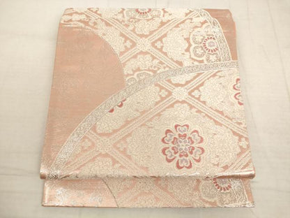 平和屋着物◎六通柄袋帯 正倉院花文 銀糸 正絹 逸品 AAAL3057fw