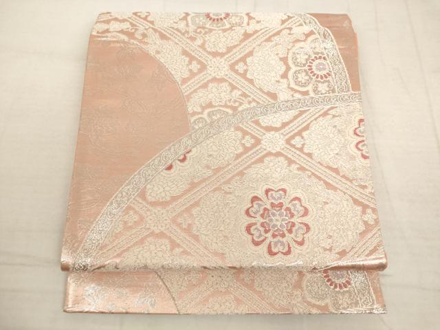 平和屋着物◎六通柄袋帯 正倉院花文 銀糸 正絹 逸品 AAAL3057fw