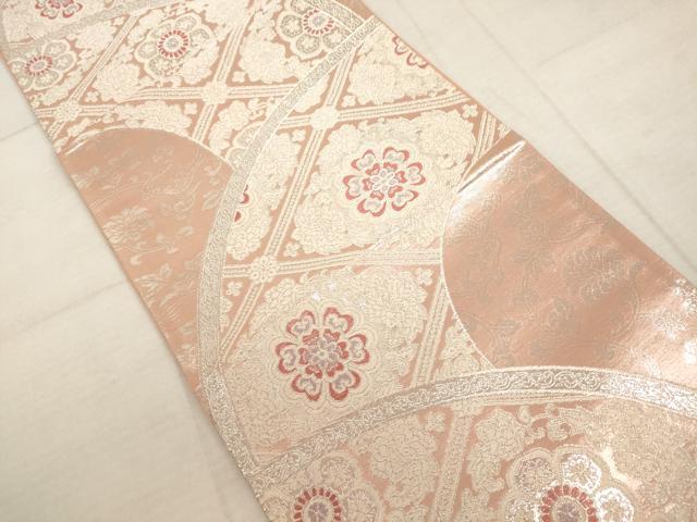 平和屋着物◎六通柄袋帯 正倉院花文 銀糸 正絹 逸品 AAAL3057fw