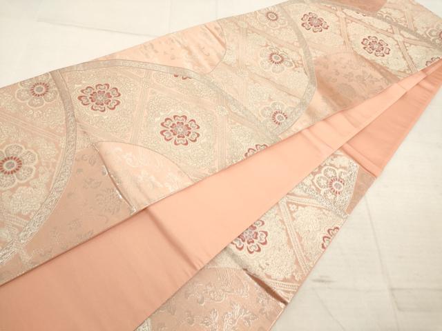 平和屋着物◎六通柄袋帯 正倉院花文 銀糸 正絹 逸品 AAAL3057fw