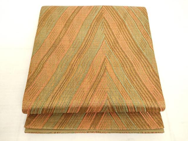 平和屋着物◎全通柄袋帯 幾何学文様 金糸 正絹 逸品 AAAL3068fw