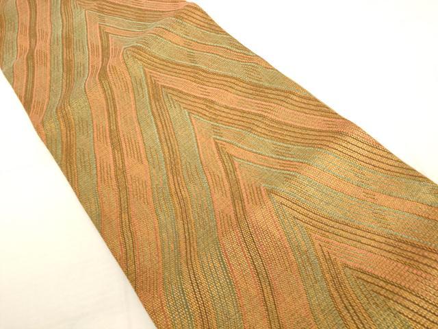 平和屋着物◎全通柄袋帯 幾何学文様 金糸 正絹 逸品 AAAL3068fw
