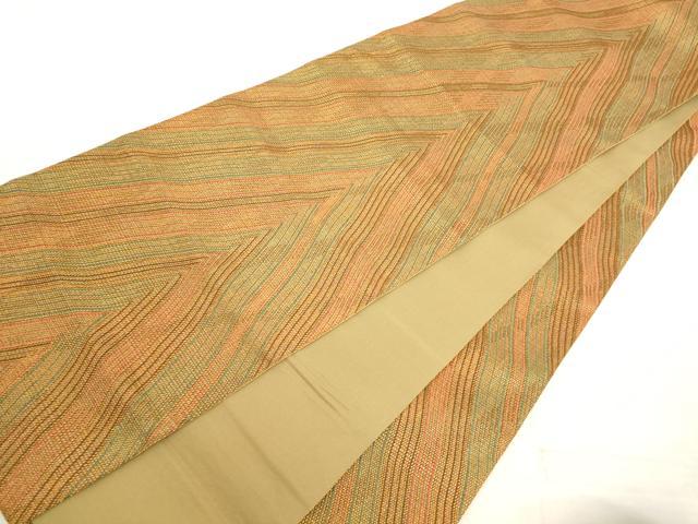 平和屋着物◎全通柄袋帯 幾何学文様 金糸 正絹 逸品 AAAL3068fw