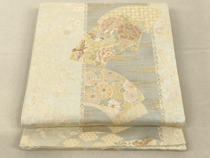 平和屋着物◎六通柄袋帯 地紙吉祥花鳥文 金銀糸 正絹 逸品 AAAL3079fw