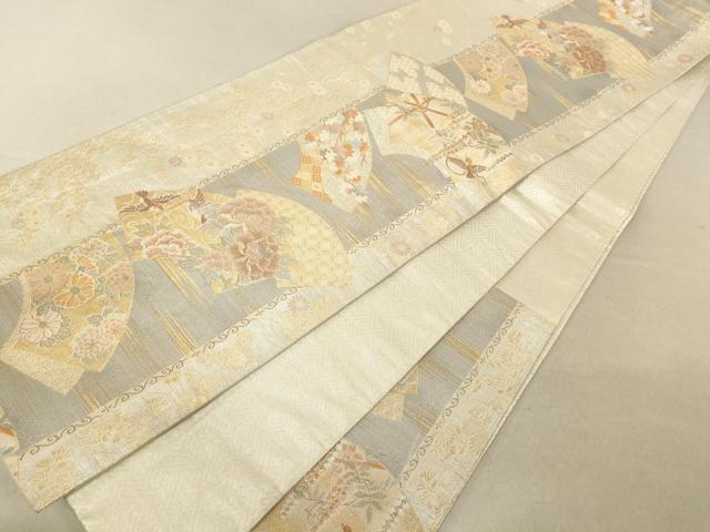 平和屋着物◎六通柄袋帯 地紙吉祥花鳥文 金銀糸 正絹 逸品 AAAL3079fw