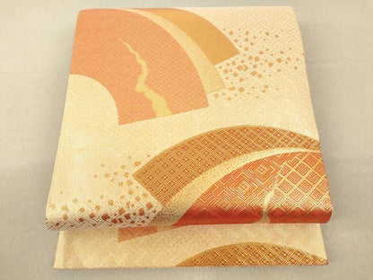 平和屋着物◎佐賀錦 六通柄袋帯 地紙重ね文 金糸 正絹 逸品 AAAL3085fw