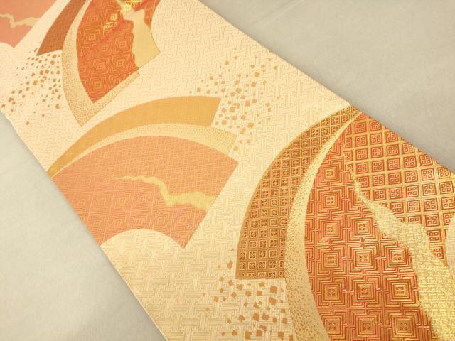 平和屋着物◎佐賀錦 六通柄袋帯 地紙重ね文 金糸 正絹 逸品 AAAL3085fw