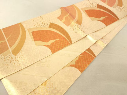 平和屋着物◎佐賀錦 六通柄袋帯 地紙重ね文 金糸 正絹 逸品 AAAL3085fw