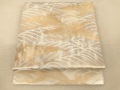 平和屋着物◎六通柄 本袋帯 流水飛鶴文 金銀糸 引箔 正絹 逸品 AAAL3112fw