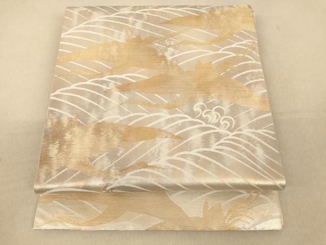 平和屋着物◎六通柄 本袋帯 流水飛鶴文 金銀糸 引箔 正絹 逸品 AAAL3112fw