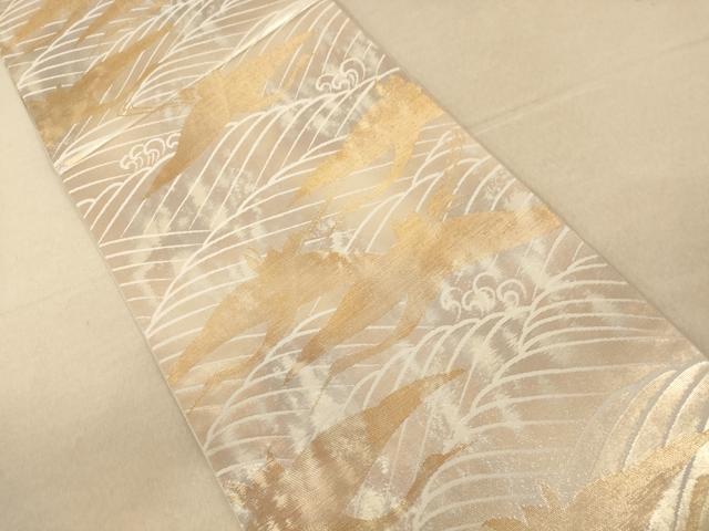 平和屋着物◎六通柄 本袋帯 流水飛鶴文 金銀糸 引箔 正絹 逸品 AAAL3112fw