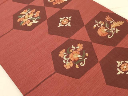 平和屋着物◎六通柄袋帯 楽山 亀甲更紗花文 正絹 逸品 AAAL3249ru