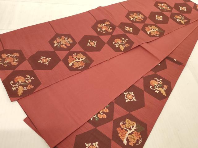 平和屋着物◎六通柄袋帯 楽山 亀甲更紗花文 正絹 逸品 AAAL3249ru