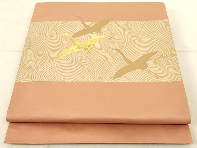 平和屋着物◎太鼓柄袋帯 駒刺繍 立波飛鶴文 金糸 金銀彩 三越扱い 正絹 逸品 AAAL3298ru