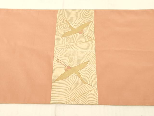 平和屋着物◎太鼓柄袋帯 駒刺繍 立波飛鶴文 金糸 金銀彩 三越扱い 正絹 逸品 AAAL3298ru