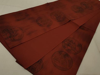 平和屋着物◎六通柄袋帯　風景丸文　正絹　逸品　AAAL3299ru