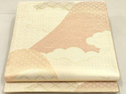 平和屋着物◎両面六通柄袋帯 重ね山菱文 金糸 正絹 逸品 AAAL3379ru