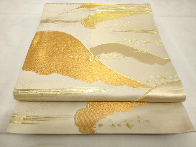 平和屋着物◎六通柄袋帯 重ね山箔散らし文 金糸 逸品 AAAL3861tm