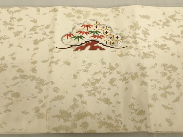 平和屋着物◎太鼓柄袋帯 駒刺繍 総刺繍 吉祥花文 松 金銀糸 正絹 逸品 AAAL3944tm