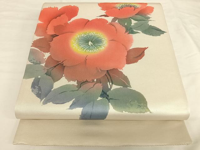 平和屋着物◎太鼓柄袋帯 手描き 草花文 正絹 逸品 未使用 AAAL4007wt