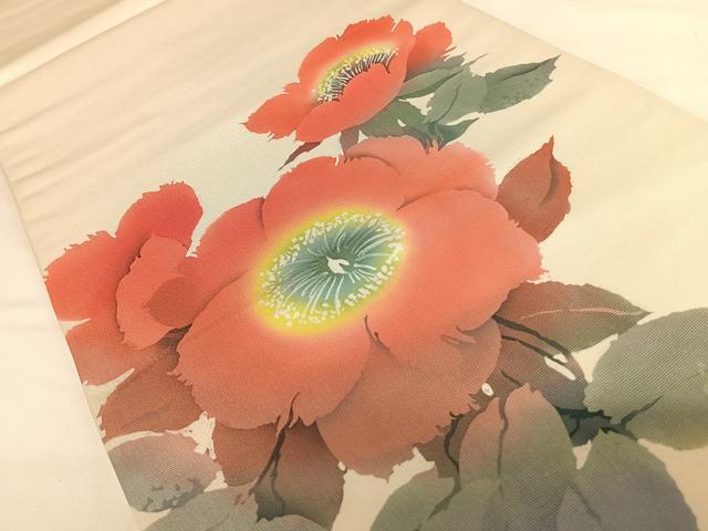 平和屋着物◎太鼓柄袋帯 手描き 草花文 正絹 逸品 未使用 AAAL4007wt