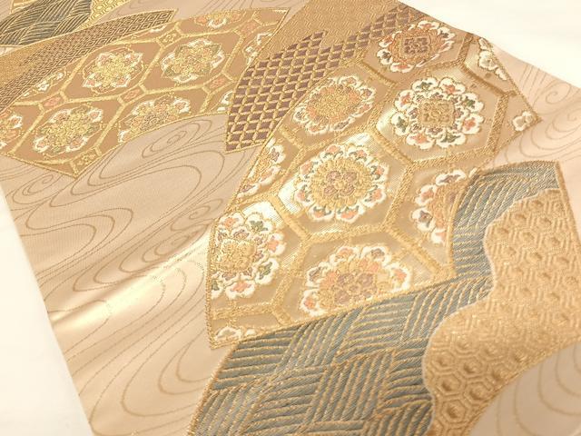 平和屋着物◎六通柄袋帯 地紙重ね正倉院花文 金糸 正絹 逸品 AAAL4013wt
