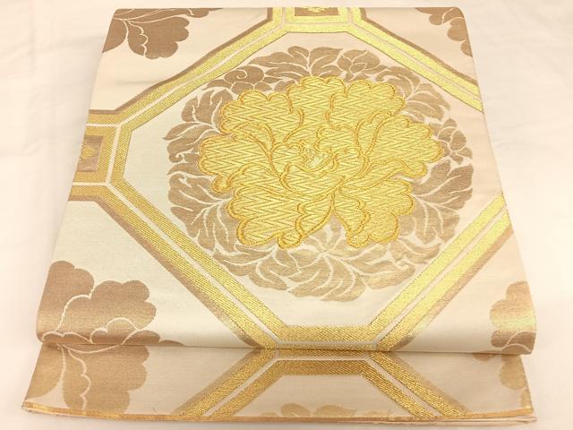 平和屋着物◎六通柄袋帯 蜀江花文 金糸 正絹 逸品 AAAL4014wt