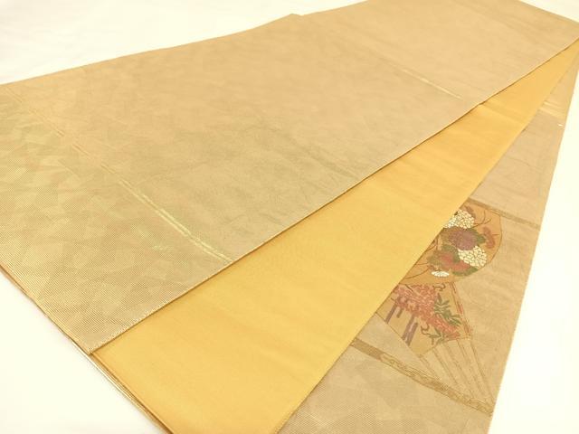 平和屋着物◎太鼓柄袋帯 螺鈿箔 扇面流水花文 正絹 逸品 AAAL4017wt