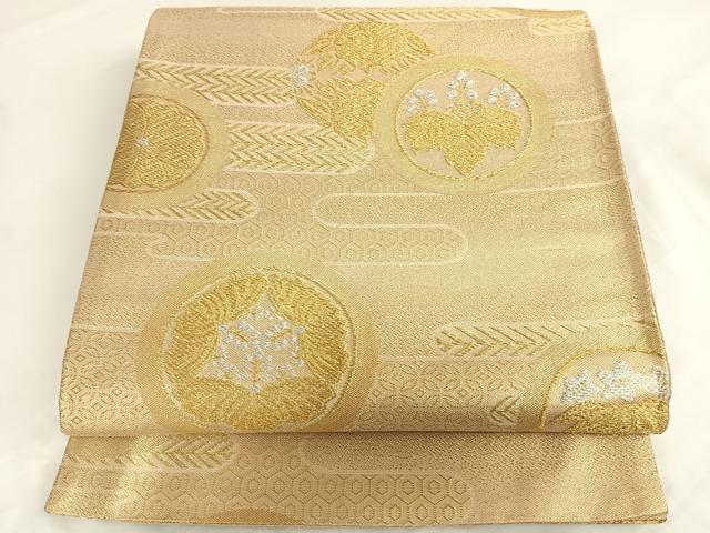 平和屋着物◎佐賀錦 六通柄袋帯 エ霞吉祥花文 金銀糸 正絹 逸品 AAAL4043wt