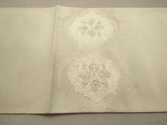 平和屋着物◎太鼓柄袋帯　蜀江花文　銀糸　正絹　逸品　AAAL4213tm