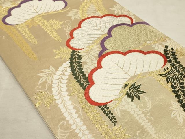 平和屋着物◎六通柄袋帯　唐織　草花文　金銀糸　正絹　逸品　AAAL4224tm