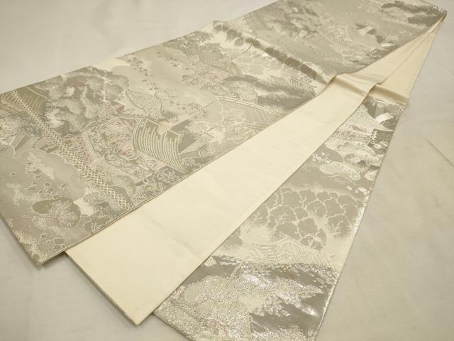 平和屋着物◎六通柄袋帯 風景文 プラチナ箔二重織 正絹 逸品 AAAL4236tm
