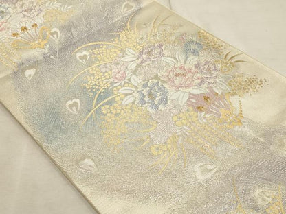 平和屋着物◎六通柄袋帯 花束ね文 金銀糸 正絹 逸品 AAAL4246tm