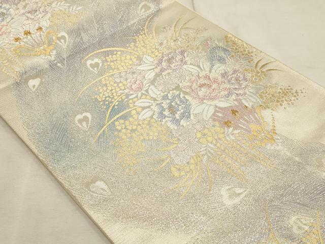 平和屋着物◎六通柄袋帯 花束ね文 金銀糸 正絹 逸品 AAAL4246tm