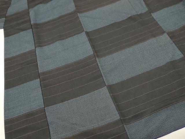 平和屋着物■お召　横段文　正絹　逸品　AAAL5051bw