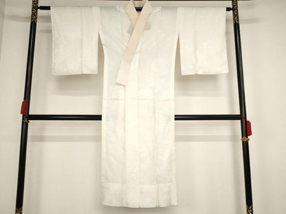 平和屋着物■長襦袢　無双仕立て　流水草花地紋　正絹　逸品　AAAL5128bw