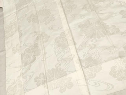 平和屋着物■長襦袢　無双仕立て　流水草花地紋　正絹　逸品　AAAL5128bw