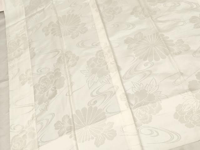 平和屋着物■長襦袢　無双仕立て　流水草花地紋　正絹　逸品　AAAL5128bw