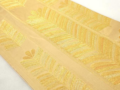 平和屋着物◎六通柄袋帯 松葉間道 金糸 正絹 逸品 AAAL5356az