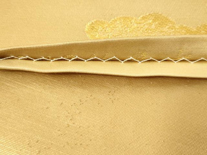 平和屋着物◎六通柄袋帯 御所車花鳥巻絵文 金糸 正絹 逸品 AAAL5392az
