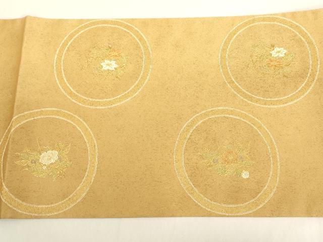 平和屋着物◎六通柄袋帯　草花丸文　金糸　正絹　逸品　AAAL5478az