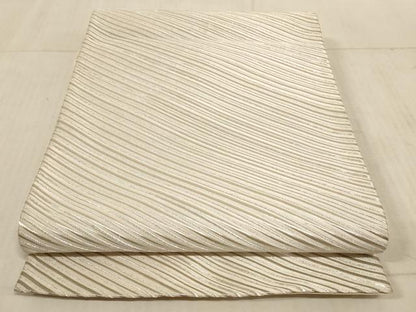平和屋着物◎六通柄袋帯 斜縞 銀糸 正絹 逸品 AAAL5507pf