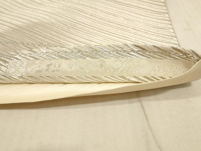 平和屋着物◎六通柄袋帯 斜縞 銀糸 正絹 逸品 AAAL5507pf