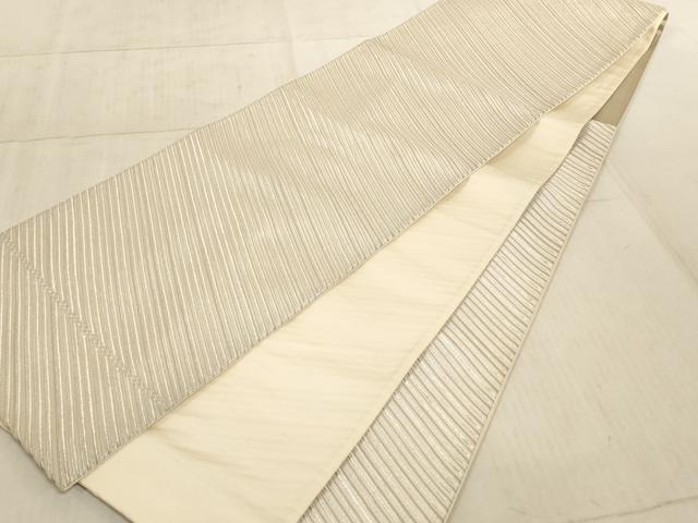 平和屋着物◎六通柄袋帯 斜縞 銀糸 正絹 逸品 AAAL5507pf