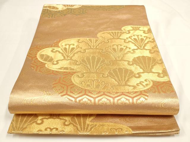 平和屋着物◎六通柄袋帯 能衣菊花文 金糸 正絹 逸品 AAAL5538pf