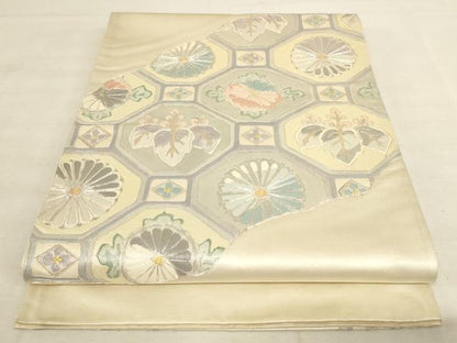 平和屋着物◎太鼓柄袋帯 駒刺繍 蜀江花文 引箔 正絹 逸品 AAAL5596pf